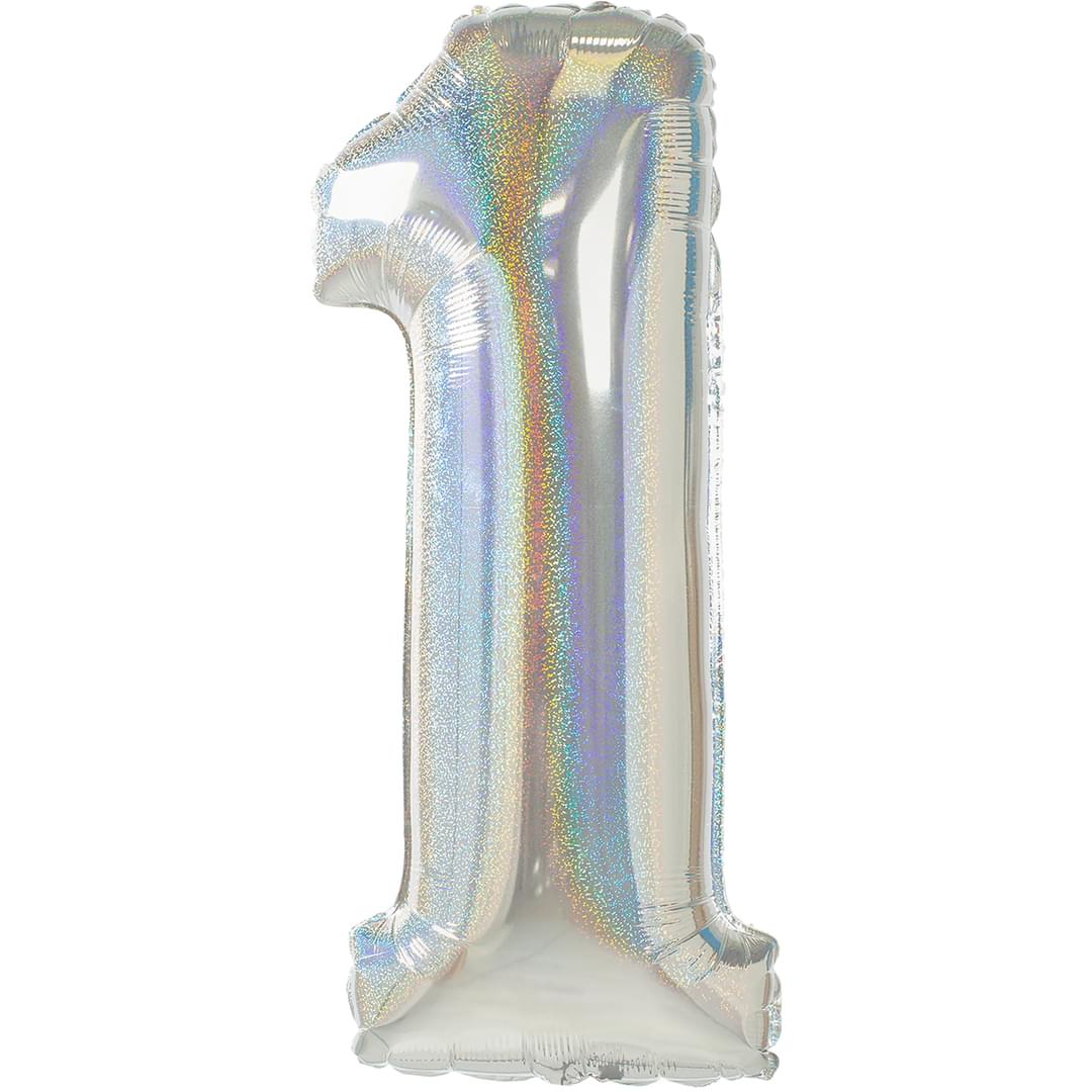 Holographic 1 26" Number Balloon