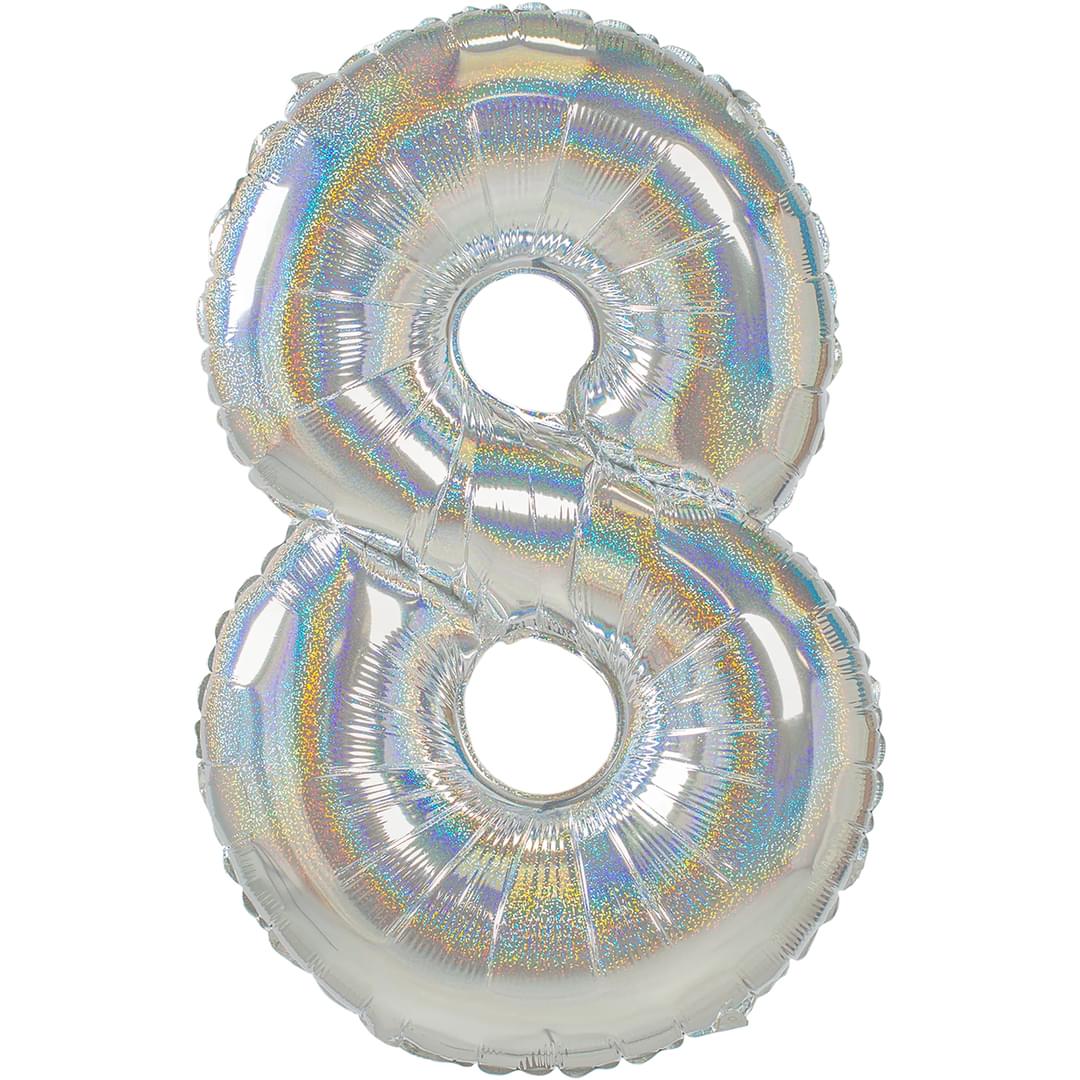 Holographic 8 26" Number Balloon