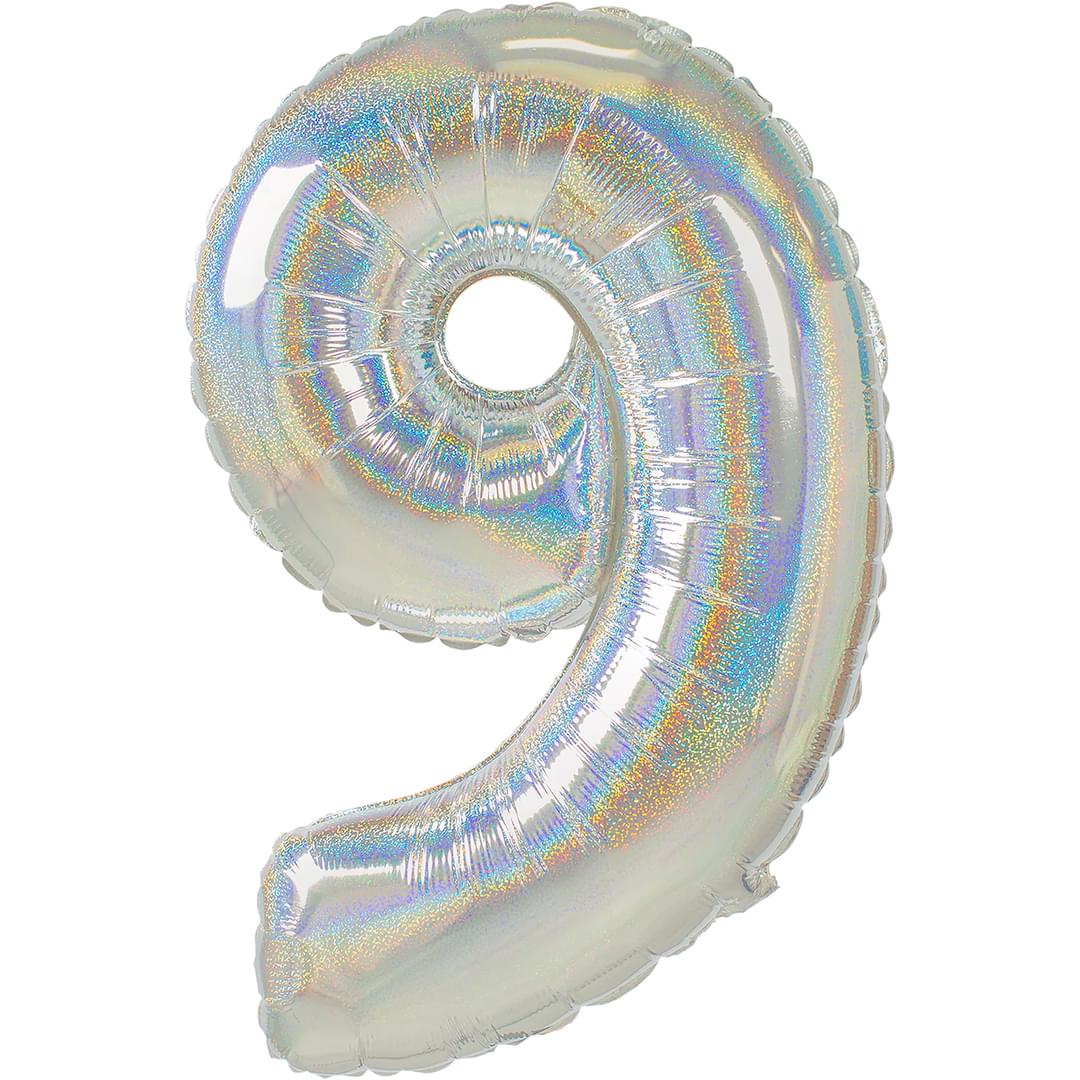 Holographic 9 26" Number Balloon