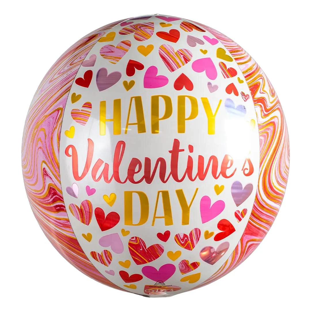 Anagram Happy Valentine's Day Marbled 15" Orbz Foil Balloon (1)