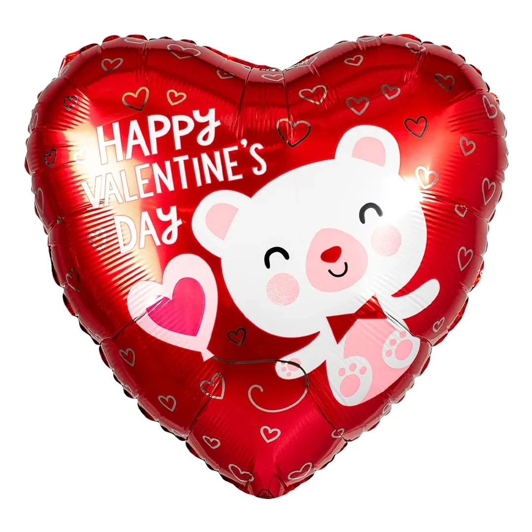 Anagram Happy Valentines Day White Bear 18" Heart Foil Balloon (1)