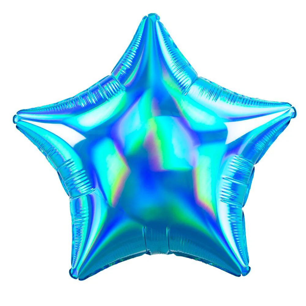 Anagram Iridescent Cyan 18" Star Foil Balloon (1) Unpackaged