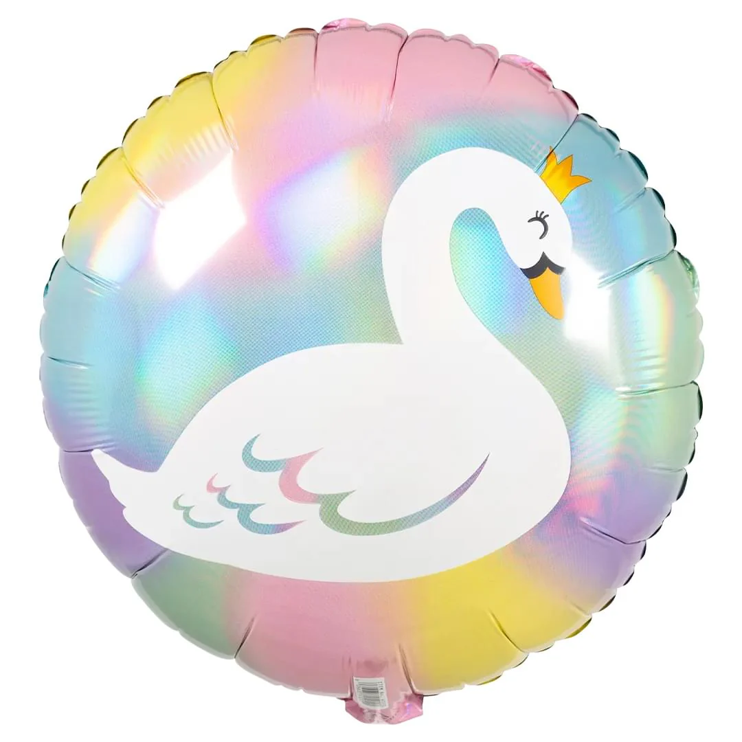 Anagram Iridescent Pastel Swan 18" Circle Foil Balloon (1)
