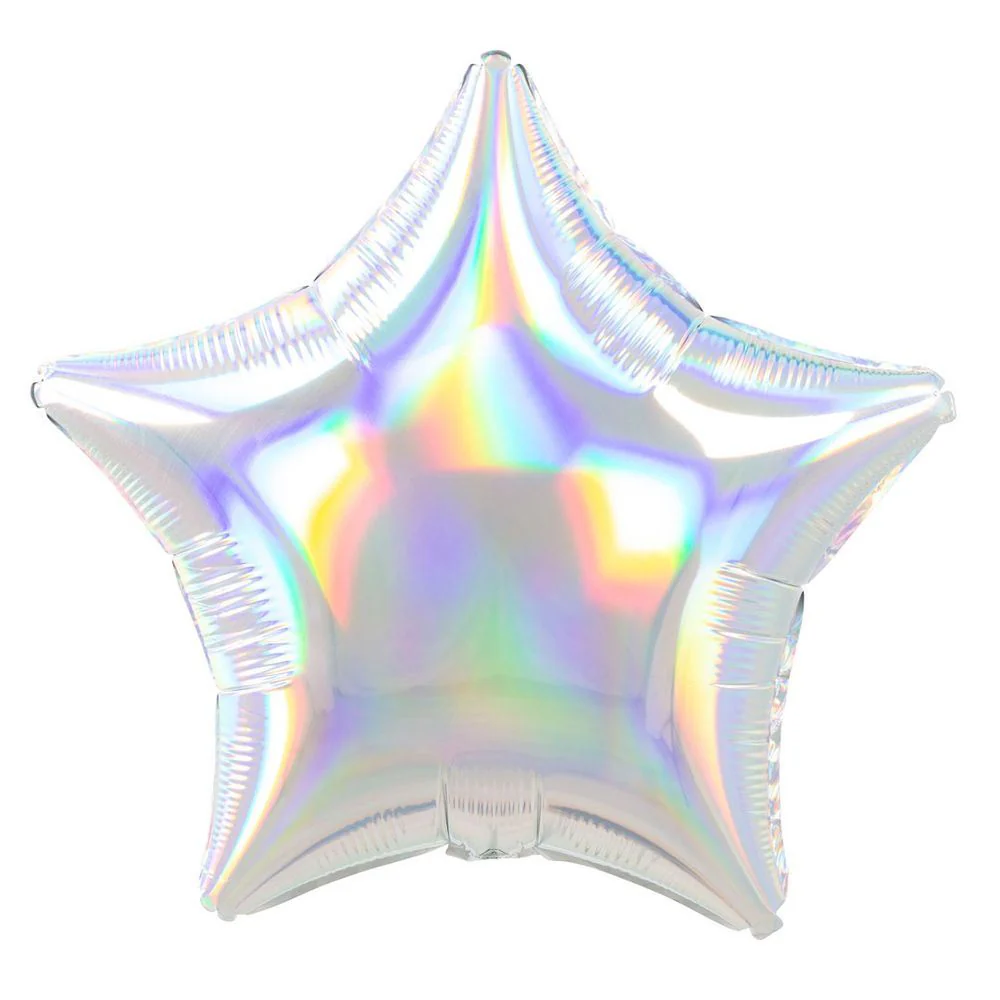 Anagram Iridescent Silver 18" Star Foil Balloon (1) Unpackaged