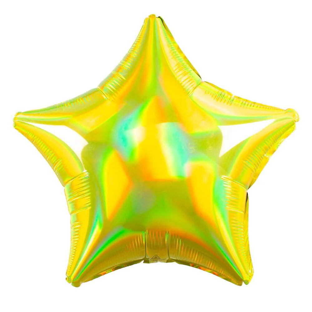Anagram Iridescent 18" Yellow Star Foil Balloon (1) Unpackaged