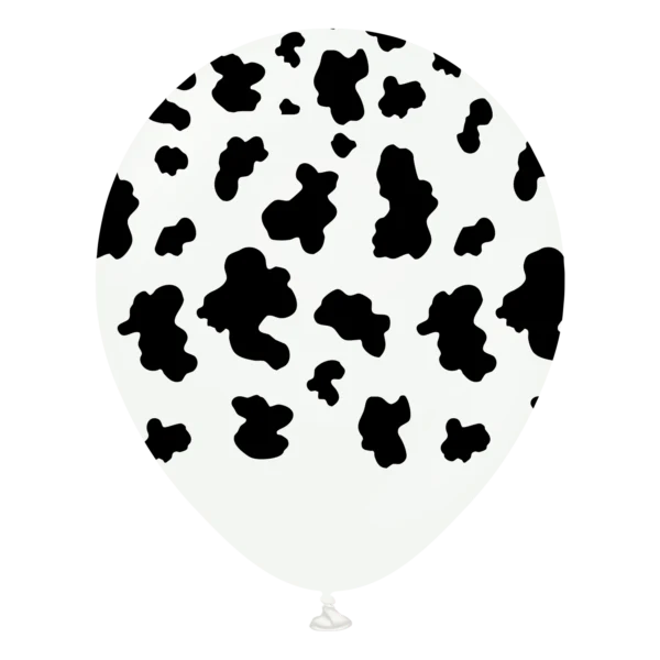 Kalisan Safari Cow Small Spots White 12" Latex Balloon with Black Print (25)