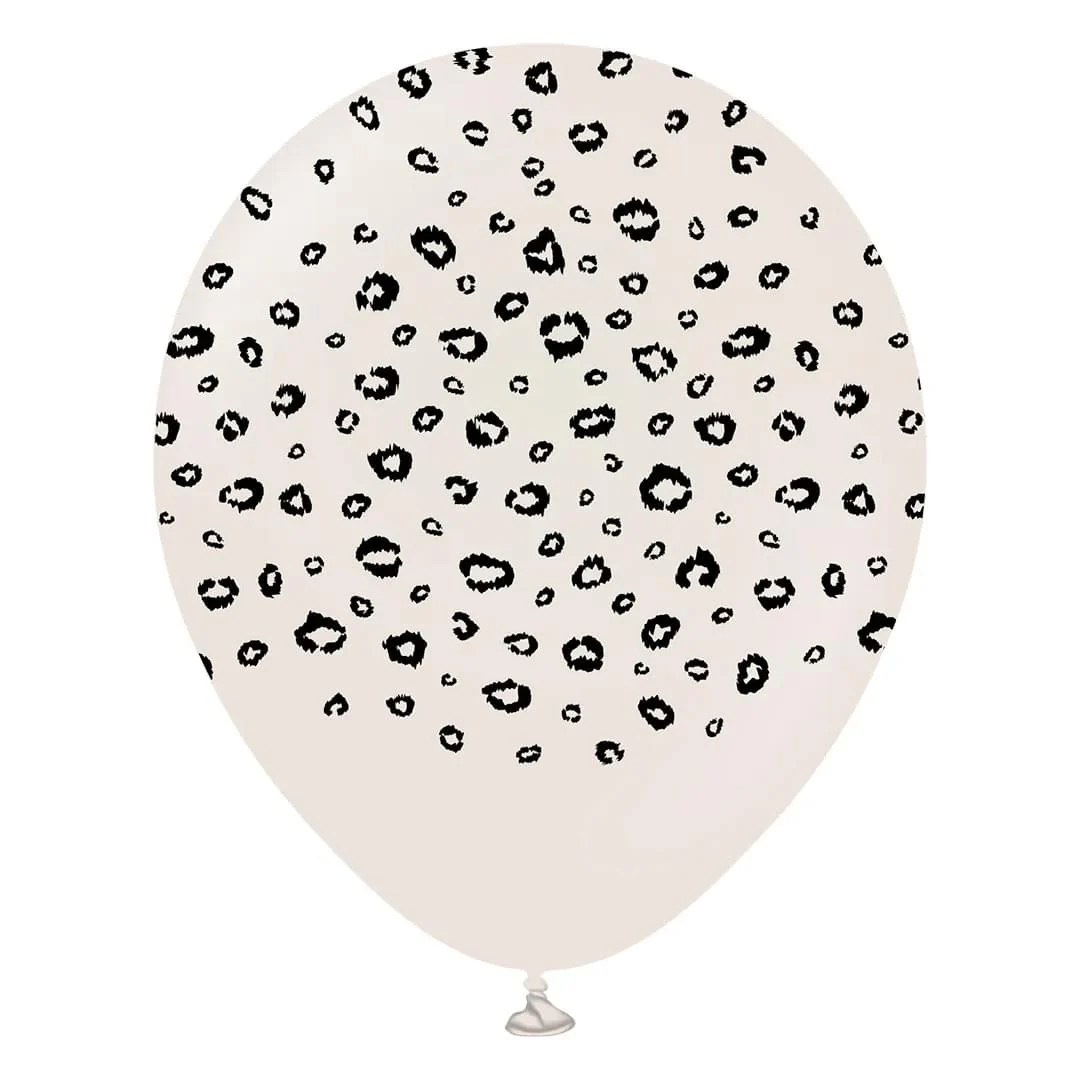 Kalisan Safari Leopard White Sand 12" Latex Balloon with Black Print (25)