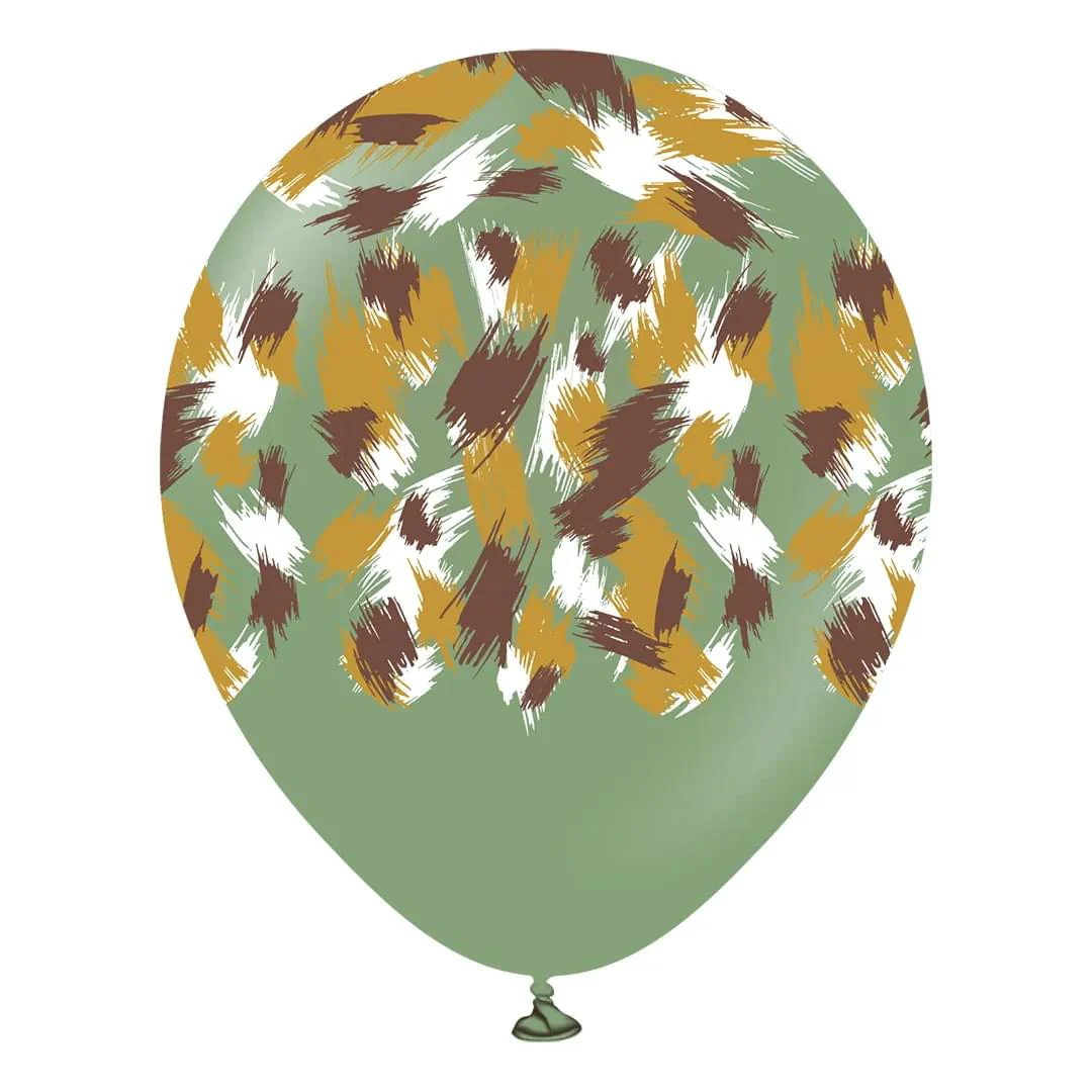 Kalisan Safari Savanna Eucalyptus 12" Latex Balloon with Multicoloured Print (25)