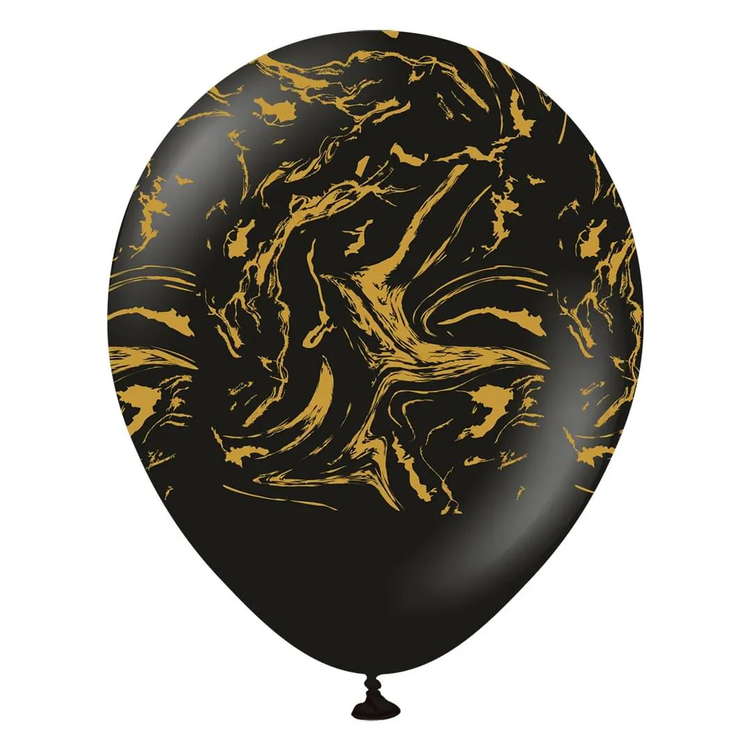 Kalisan Space Nebula Black 12" Latex Balloon with Gold Print (25)