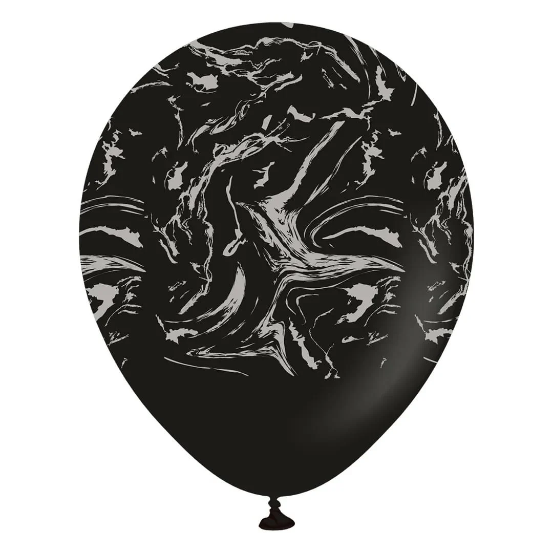 Kalisan Space Nebula Black 12" Latex Balloon with Silver Print (25)