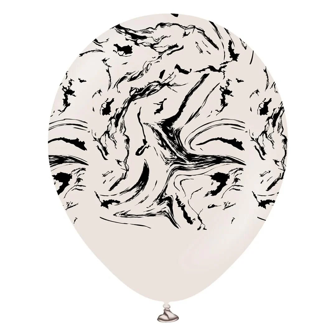 Kalisan Space Nebula White Sand 12" Latex Balloon with Black Print (25)