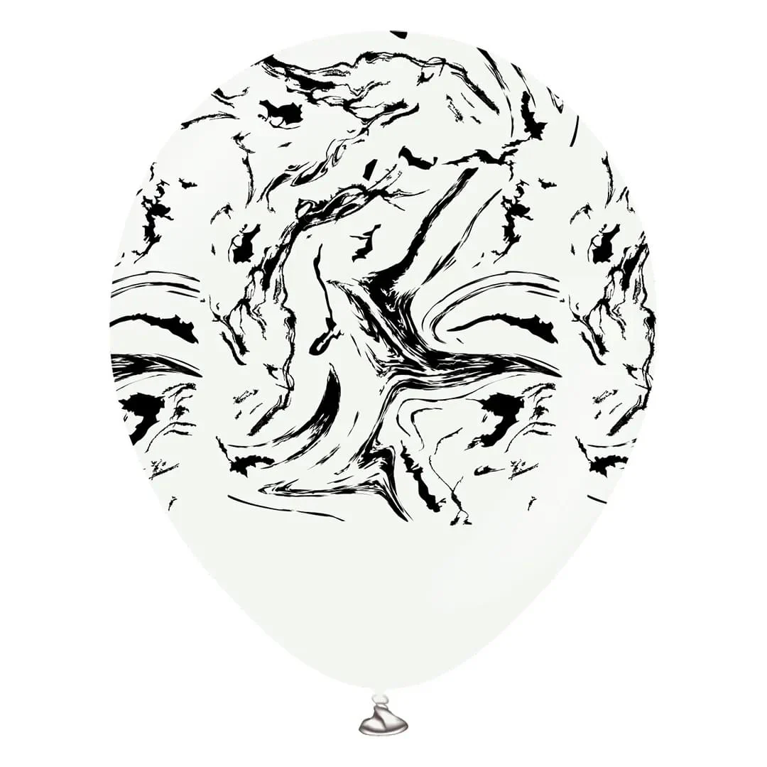 Kalisan Space Nebula White 12" Latex Balloon with Black Print (25)