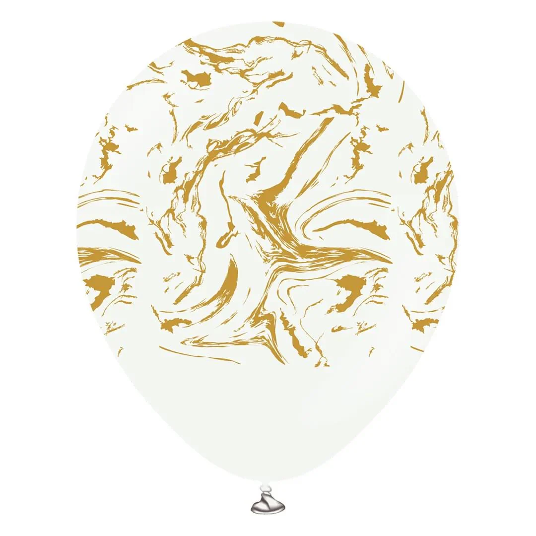Kalisan Space Nebula White 12" Latex Balloon with Gold Print (25)