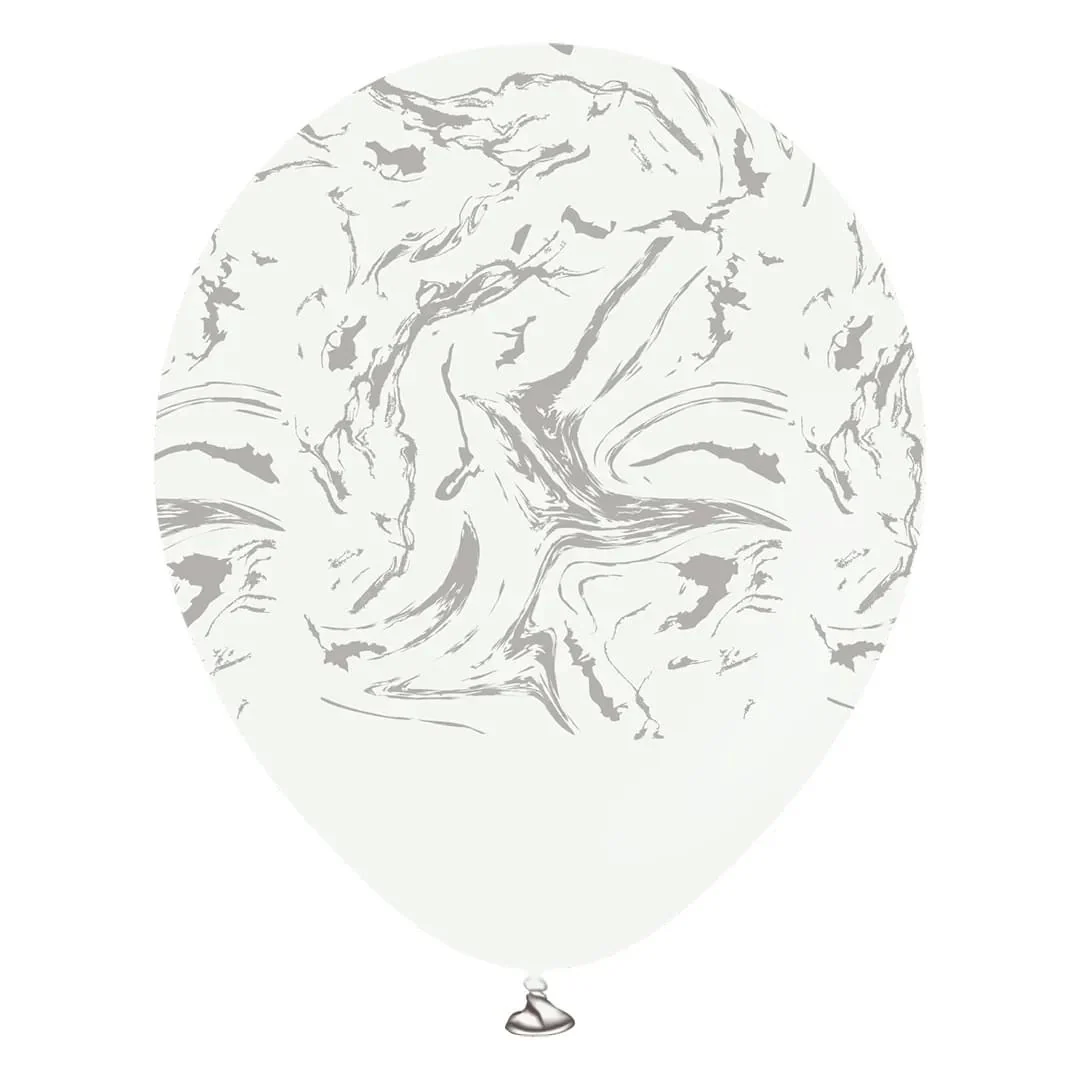 Kalisan Space Nebula White 12" Latex Balloon with Silver Print (25)