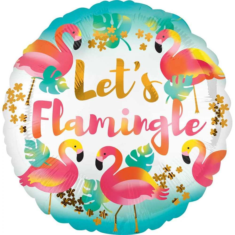 Anagram Let's Flamingle 18" Circle Foil Balloon (1)