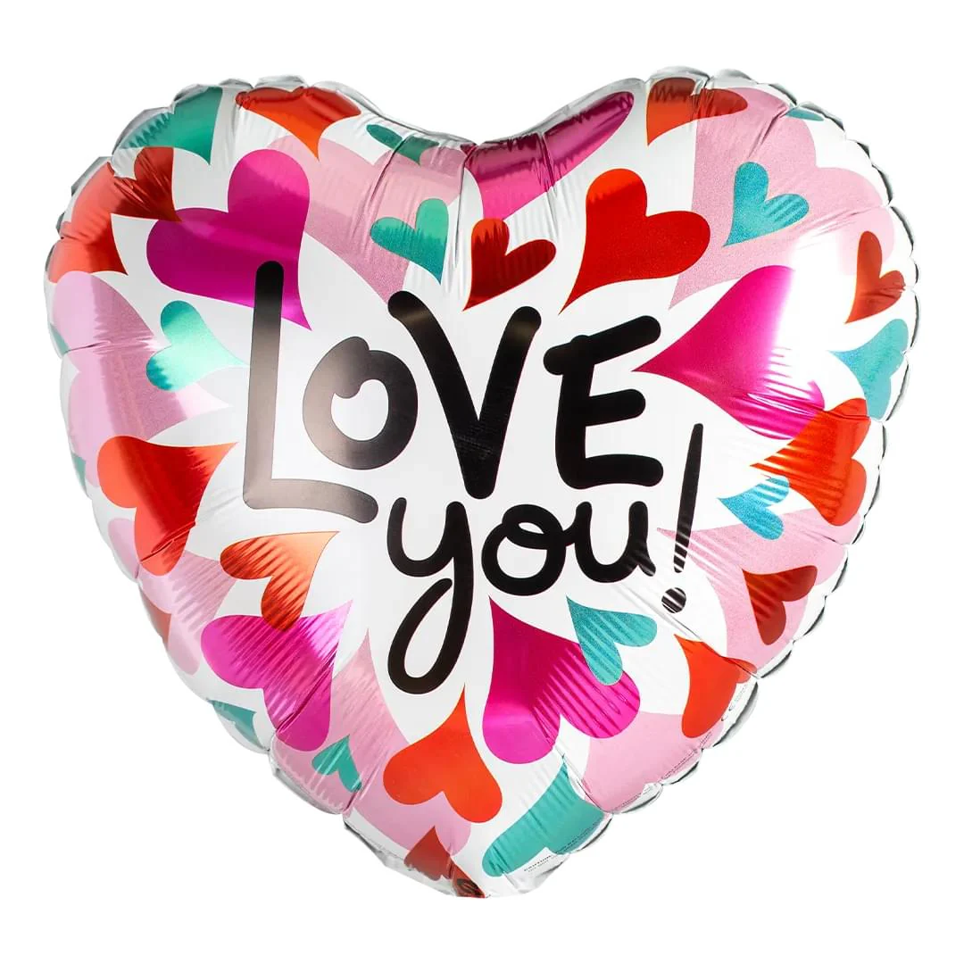 Qualatex Love You Converging Hearts 18" Heart Foil Balloon (1)