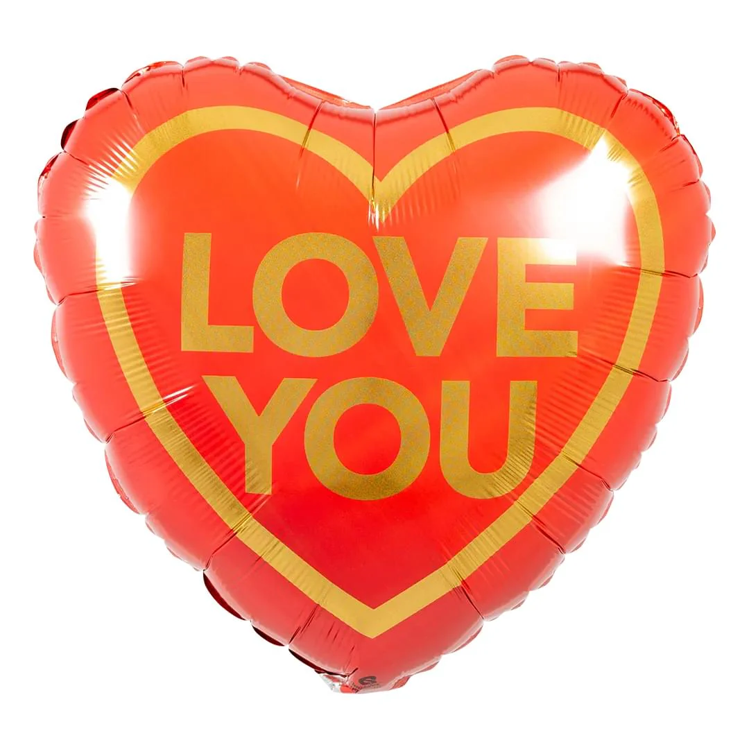 Qualatex Love You Golden 18" Heart Foil Balloon (1)
