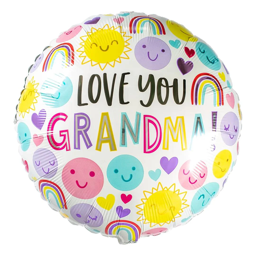 Anagram Love You Grandma Bright Design 18" Circle Foil Balloon (1)