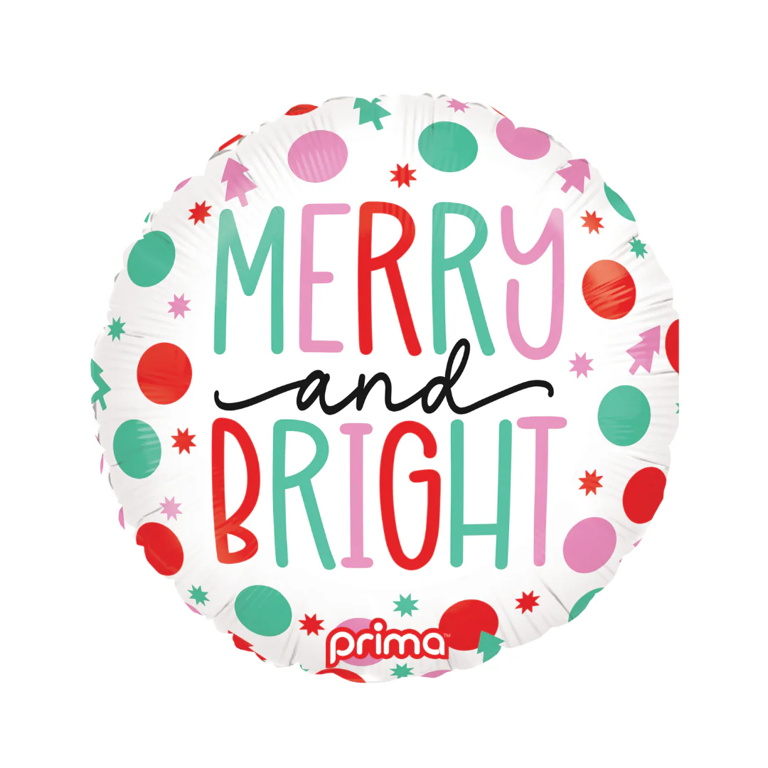 Prima Merry & Bright Dots 18" Round Foil Balloon (1)
