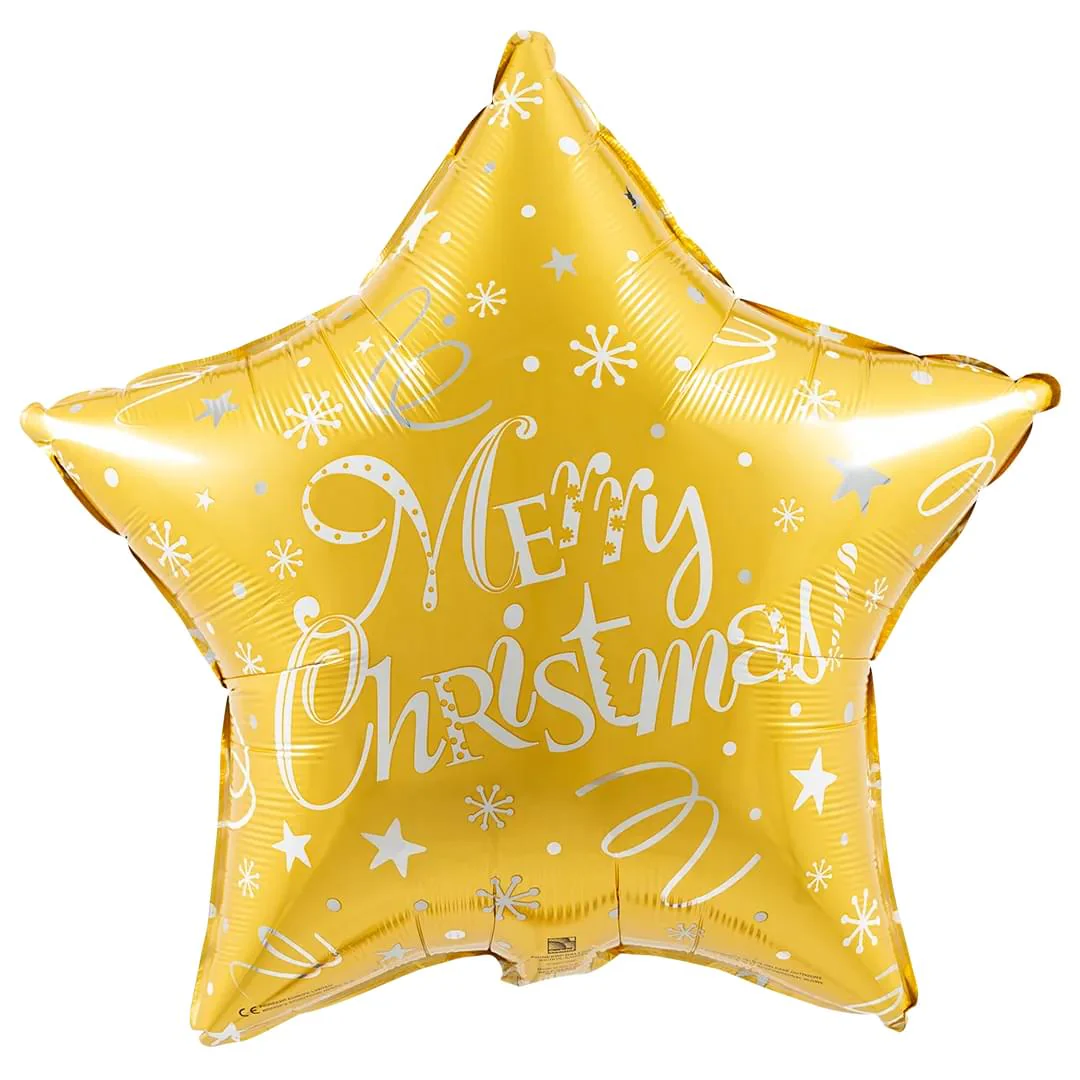 Qualatex Merry Christmas Gold 20" Star Foil Balloon (1)