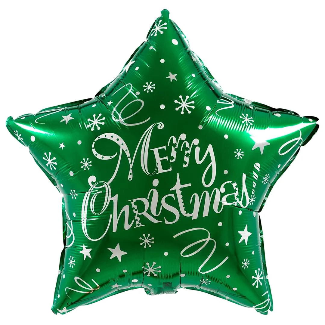 Qualatex Merry Christmas Green 20" Star Foil Balloon (1)