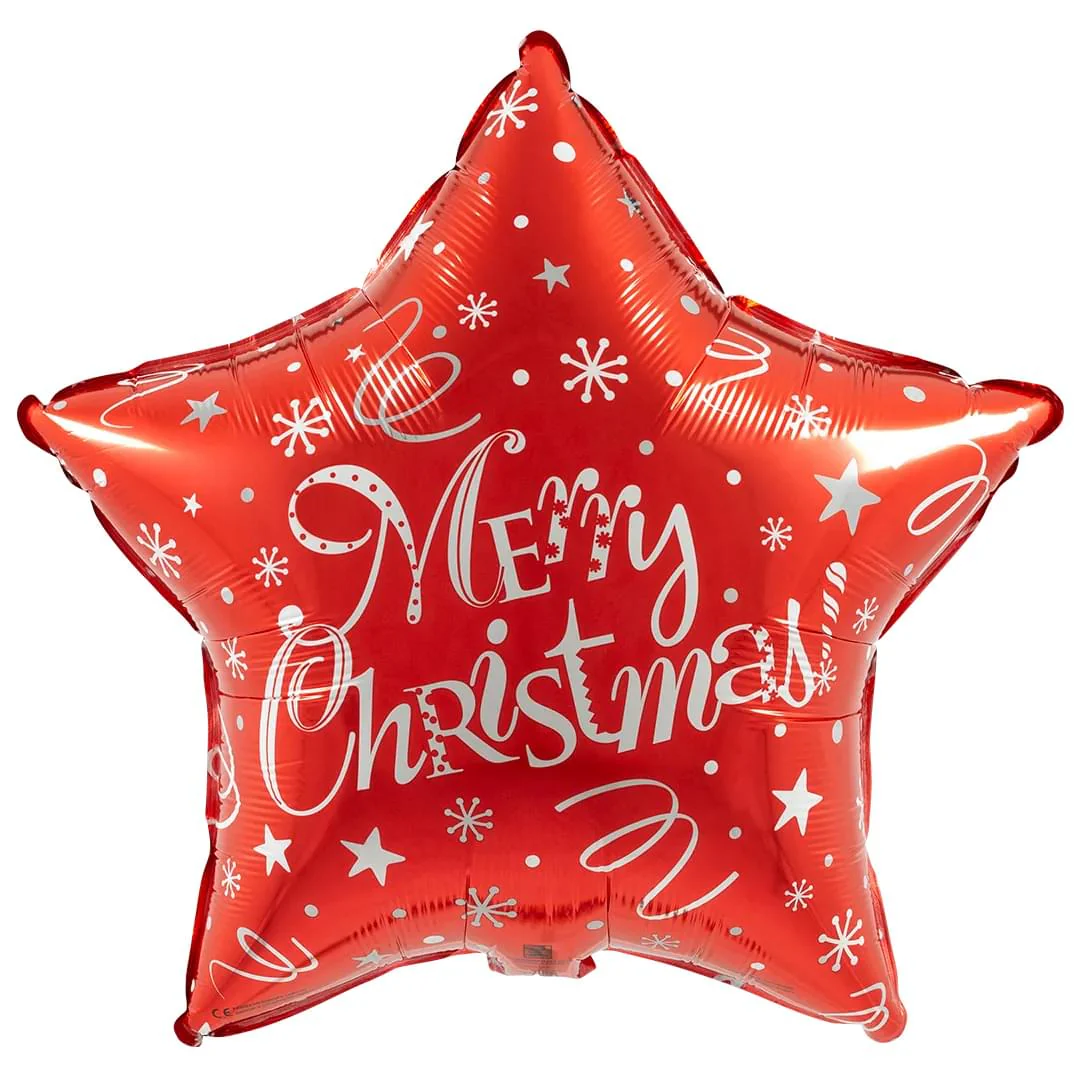 Qualatex Merry Christmas Red 20" Star Foil Balloon (1)