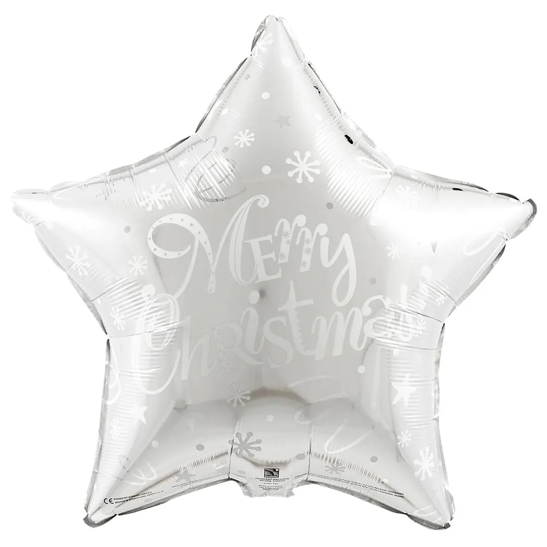 Qualatex Merry Christmas Silver 20" Star Foil Balloon (1)