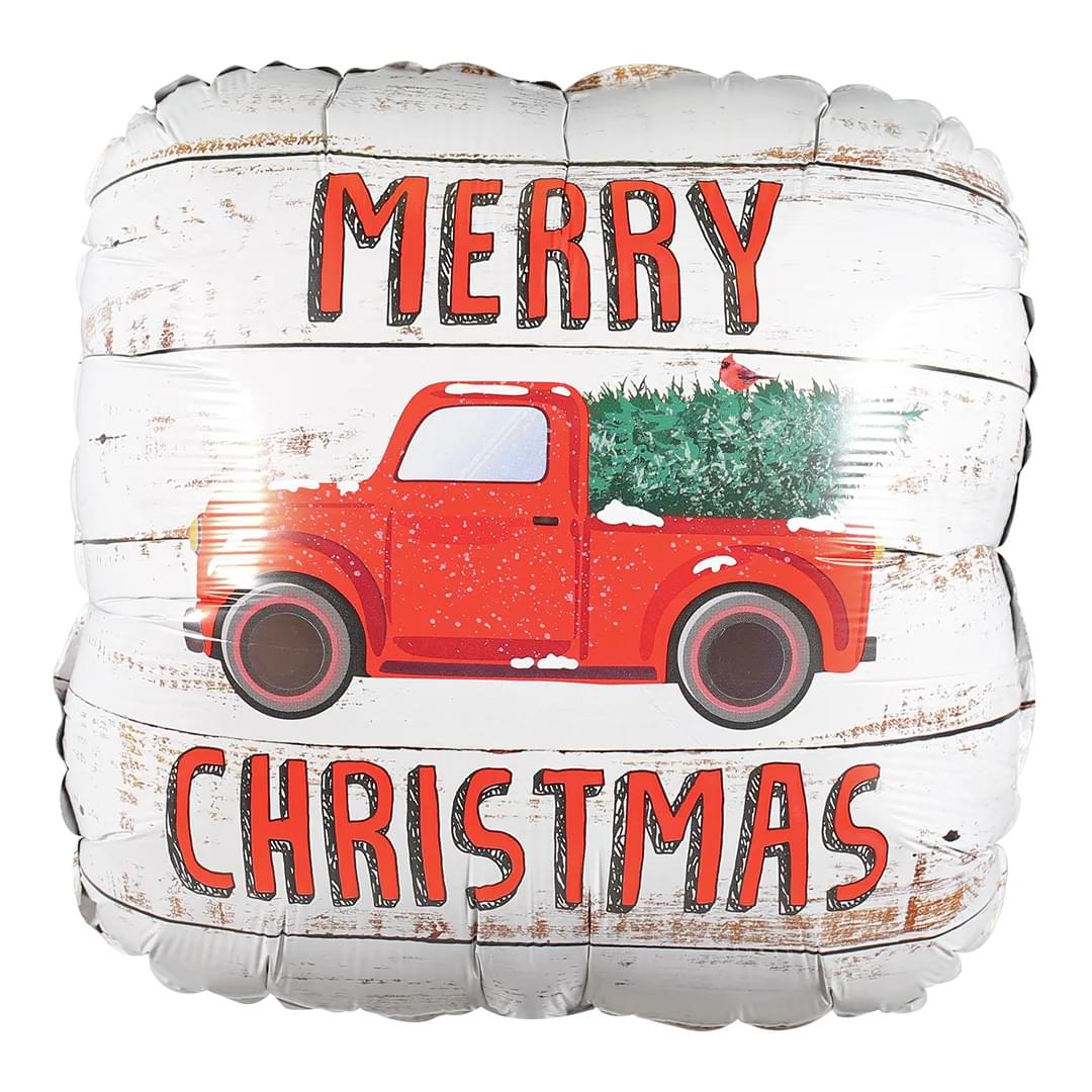 Betallic Merry Christmas Truck 18" Square Foil Balloon (1)