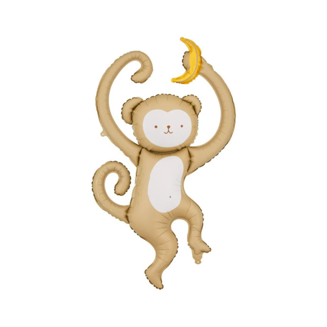PartyDeco Monkey with banana 20" x 35" Air-filled Foil Balloon (1)