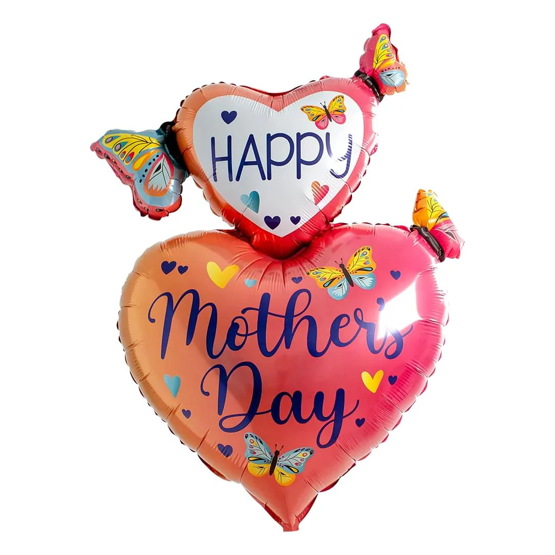 Betallic Mother's Day Butterfly Hearts 31" Supershape Foil Balloon (1)