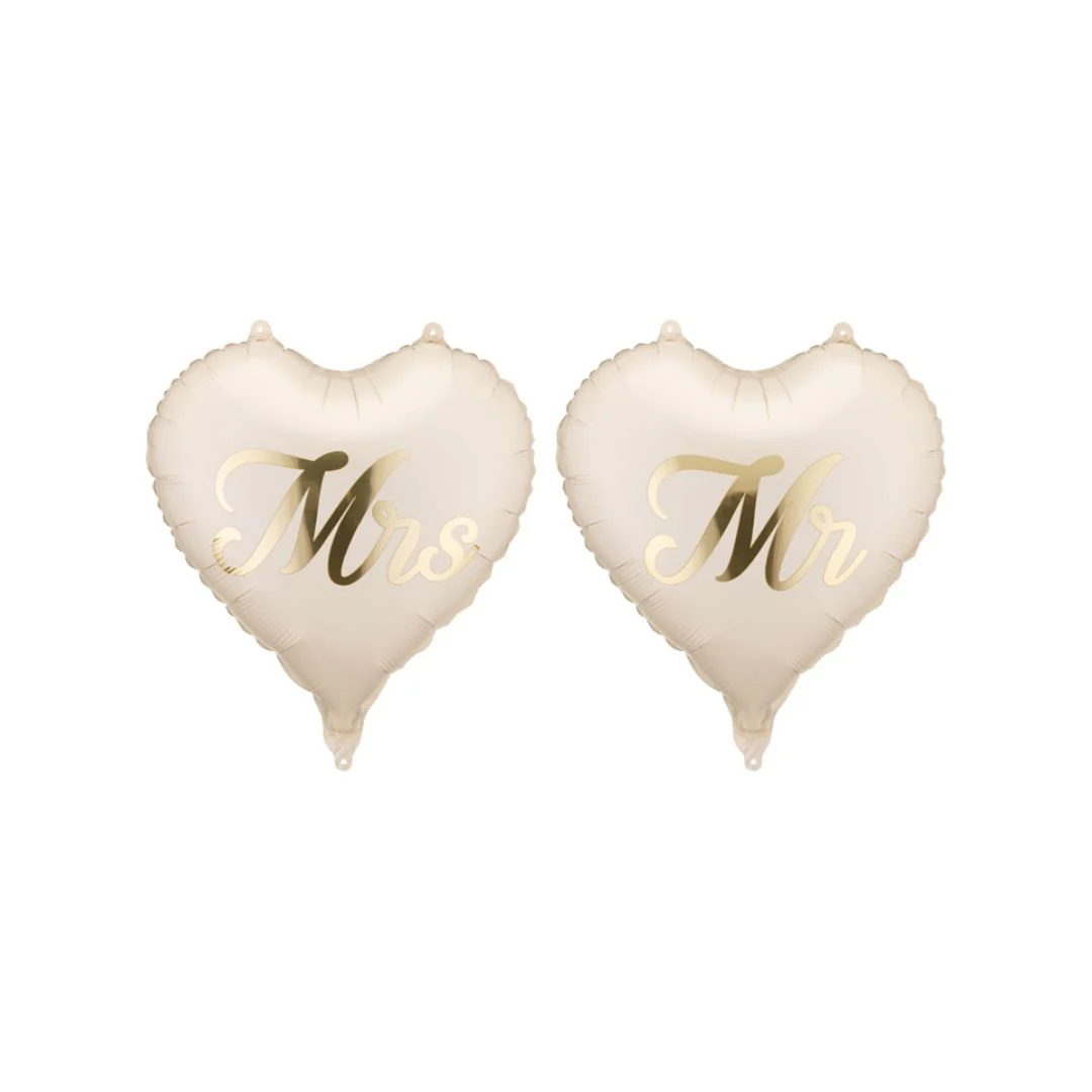 PartyDeco Mr and Mrs Hearts 18" Foil Balloon (1)