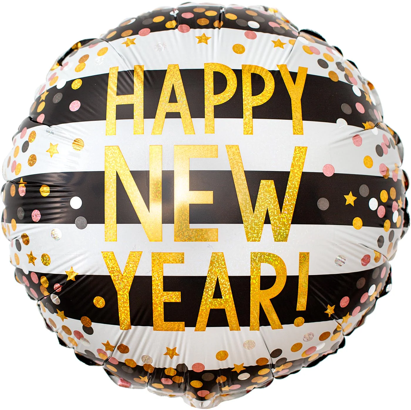 Grabo New Year Confetti Glitter Holographic 18" Circle Foil Balloon (1)