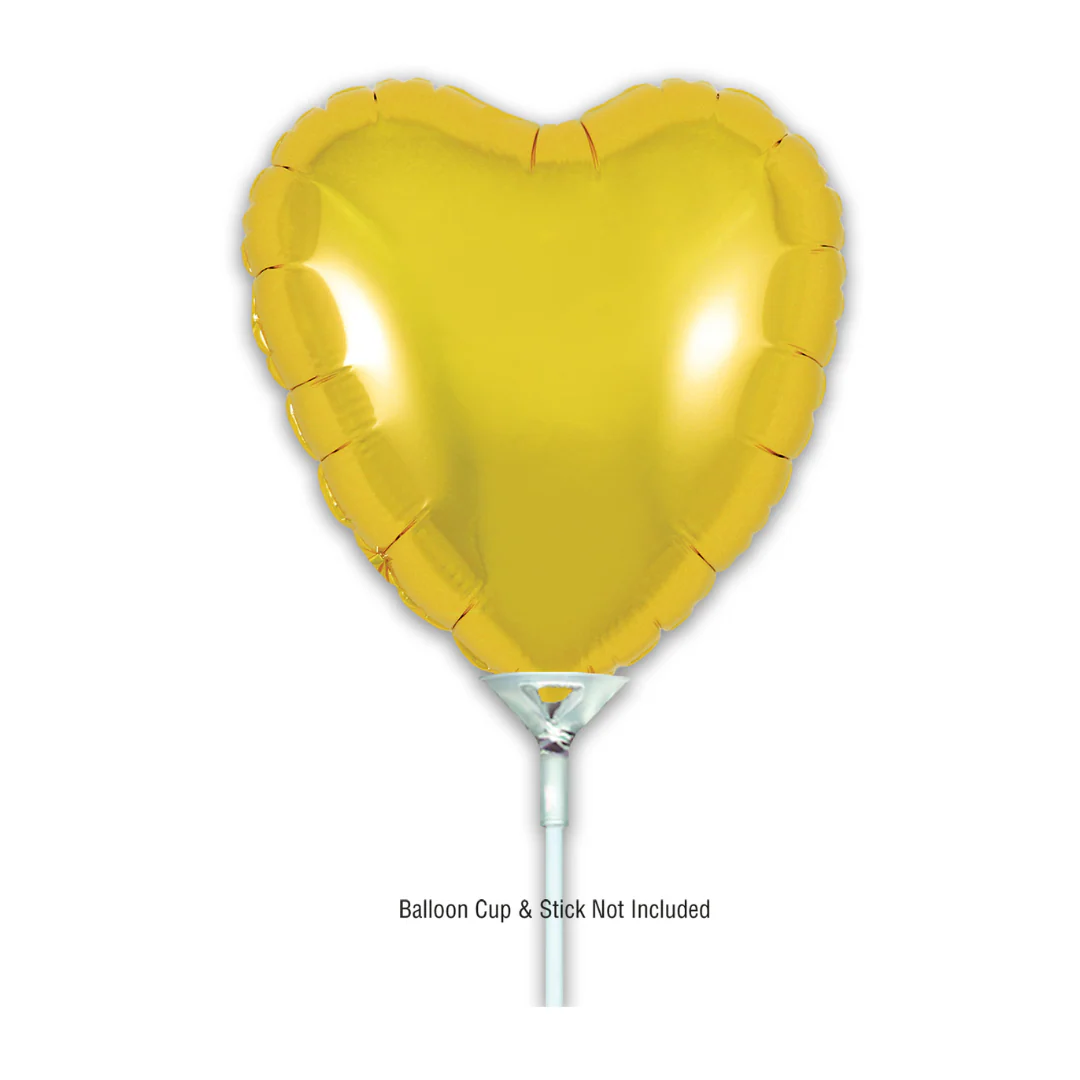 Oaktree Gold 9" Heart Air-Filled Foil Balloon (1)