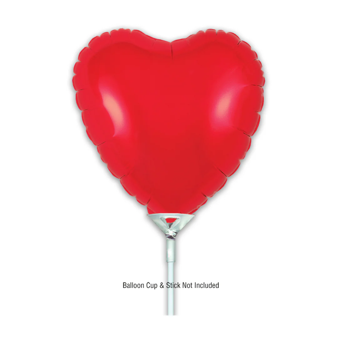 Oaktree Red 9" Heart Air-Filled Foil Balloon (1)