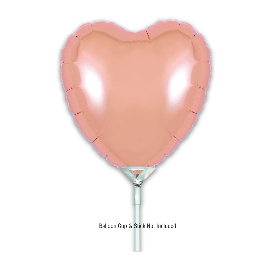Oaktree Rose Gold 9" Heart Air-Filled Foil Balloon (1)