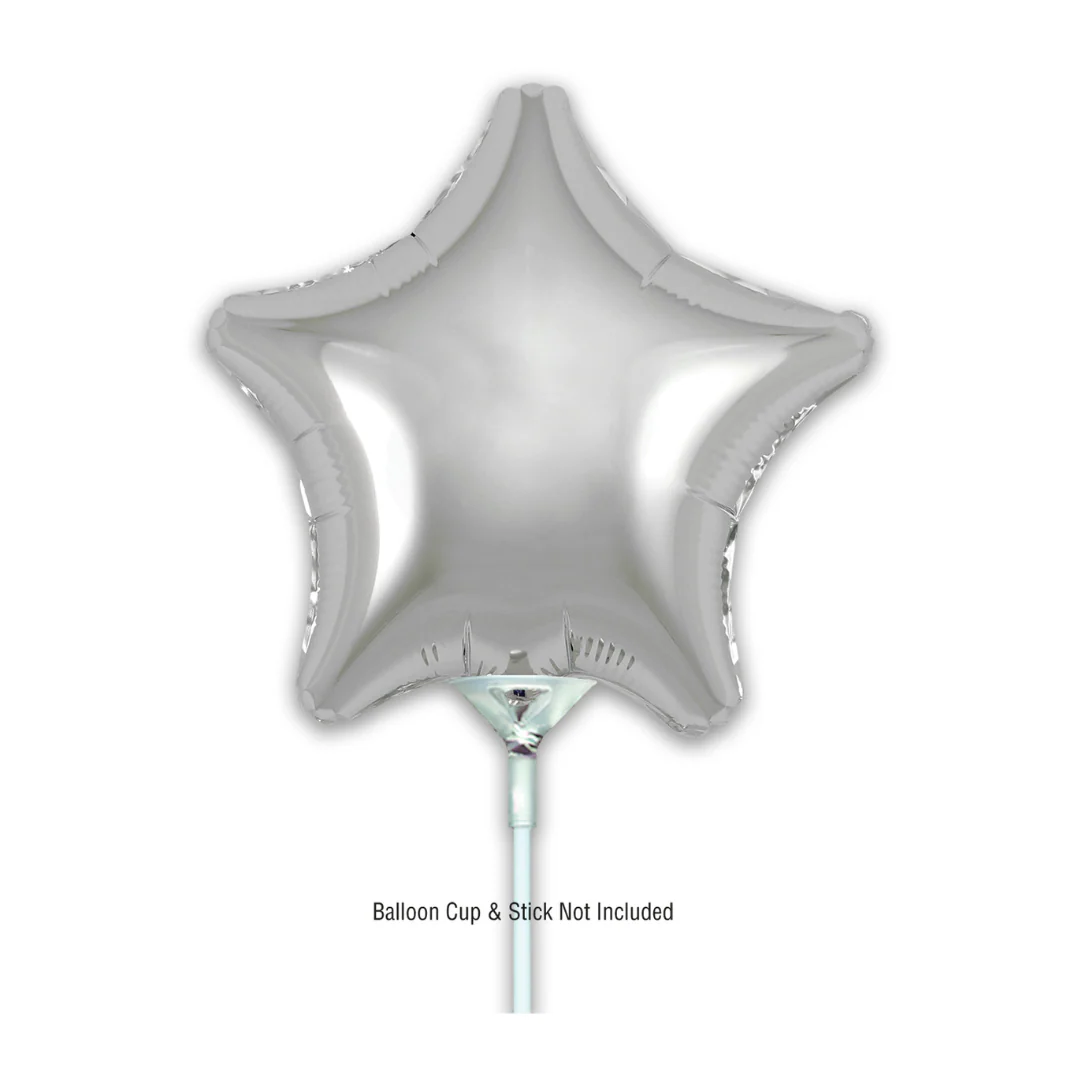 Oaktree Silver 9" Star Air-Filled Foil Balloon (1)