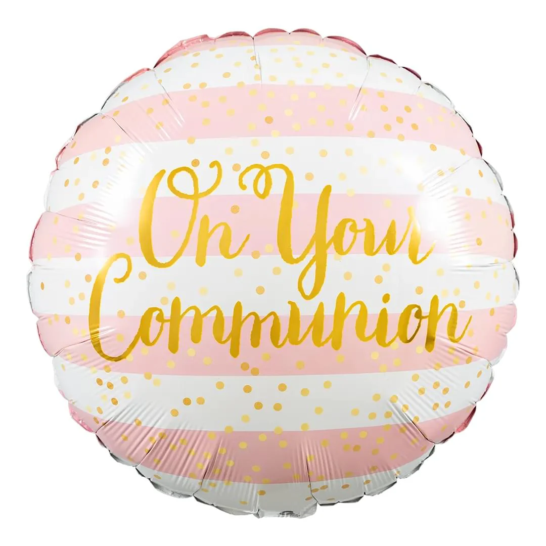 On Your Communion Pink Stripes 18" Circle