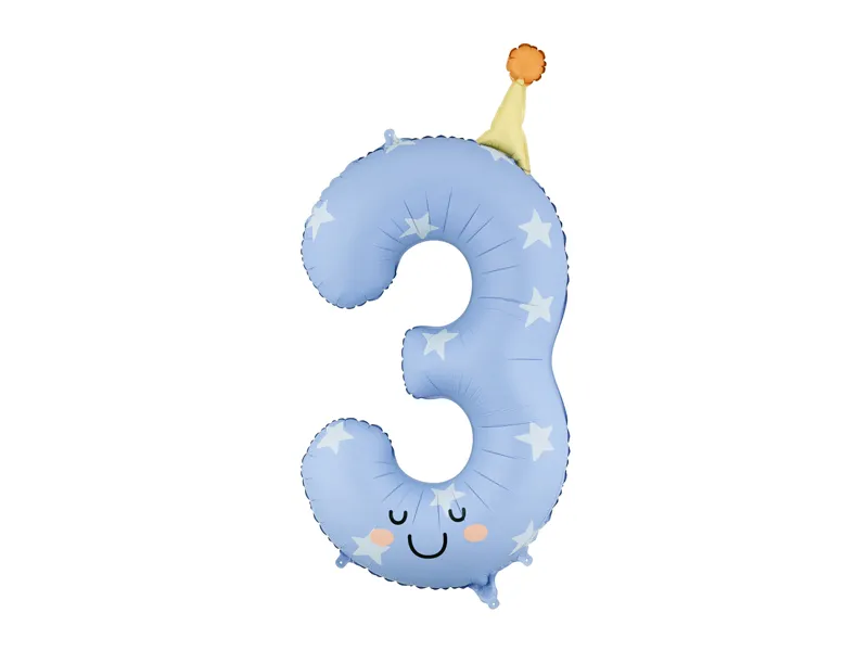PartyDeco Party Hat 34" Number 3 Foil Balloon (1)