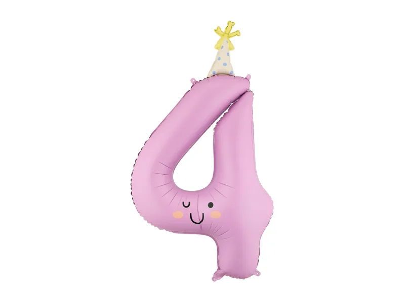 PartyDeco Party Hat 34" Number 4 Foil Balloon (1)