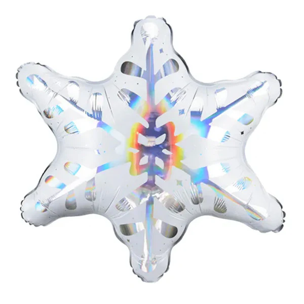 PartyDeco Holographic Snowflake 26" Supershape Foil Balloon (1)