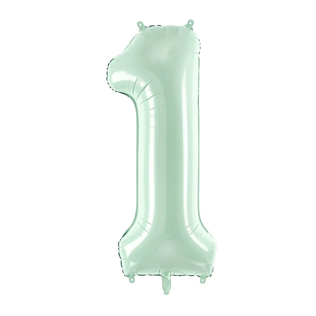 PartyDeco 28" Green Number 1 Foil Balloon (1)