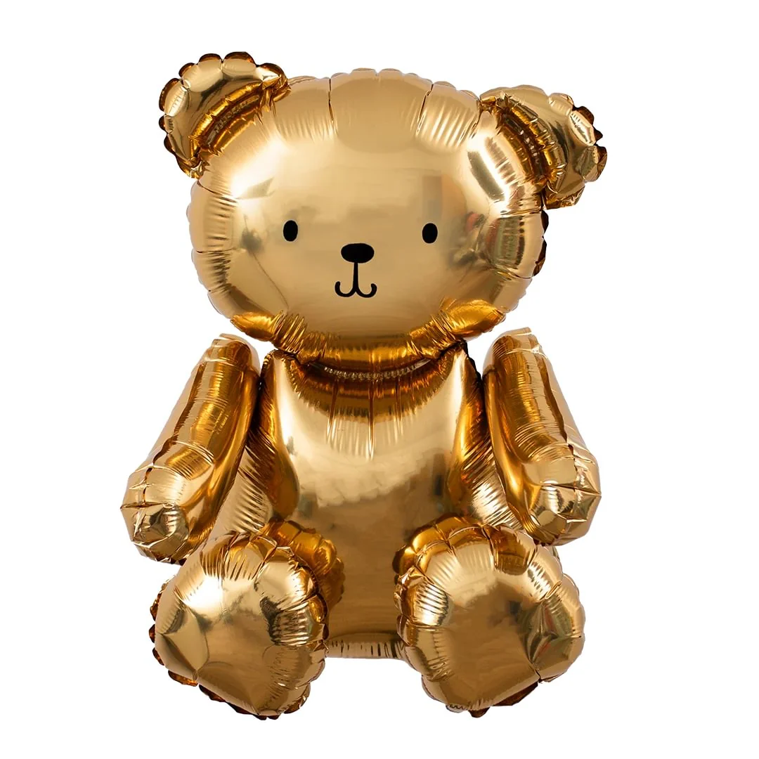 PartyDeco Sitting Gold Bear 16" Air-Filled Foil Balloon (1)