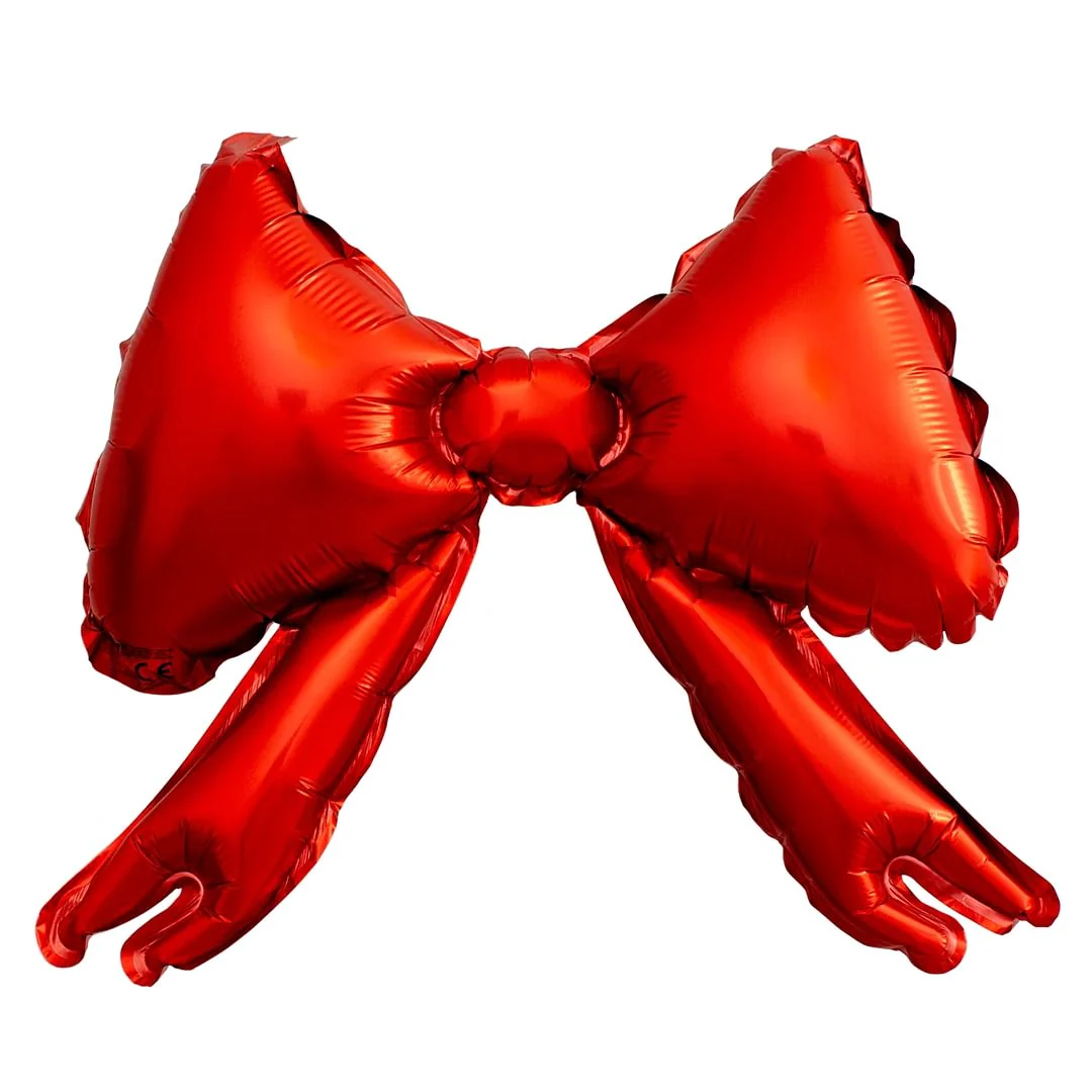 PartyDeco Bows 10" Red Air Filled Foil Balloon (5)
