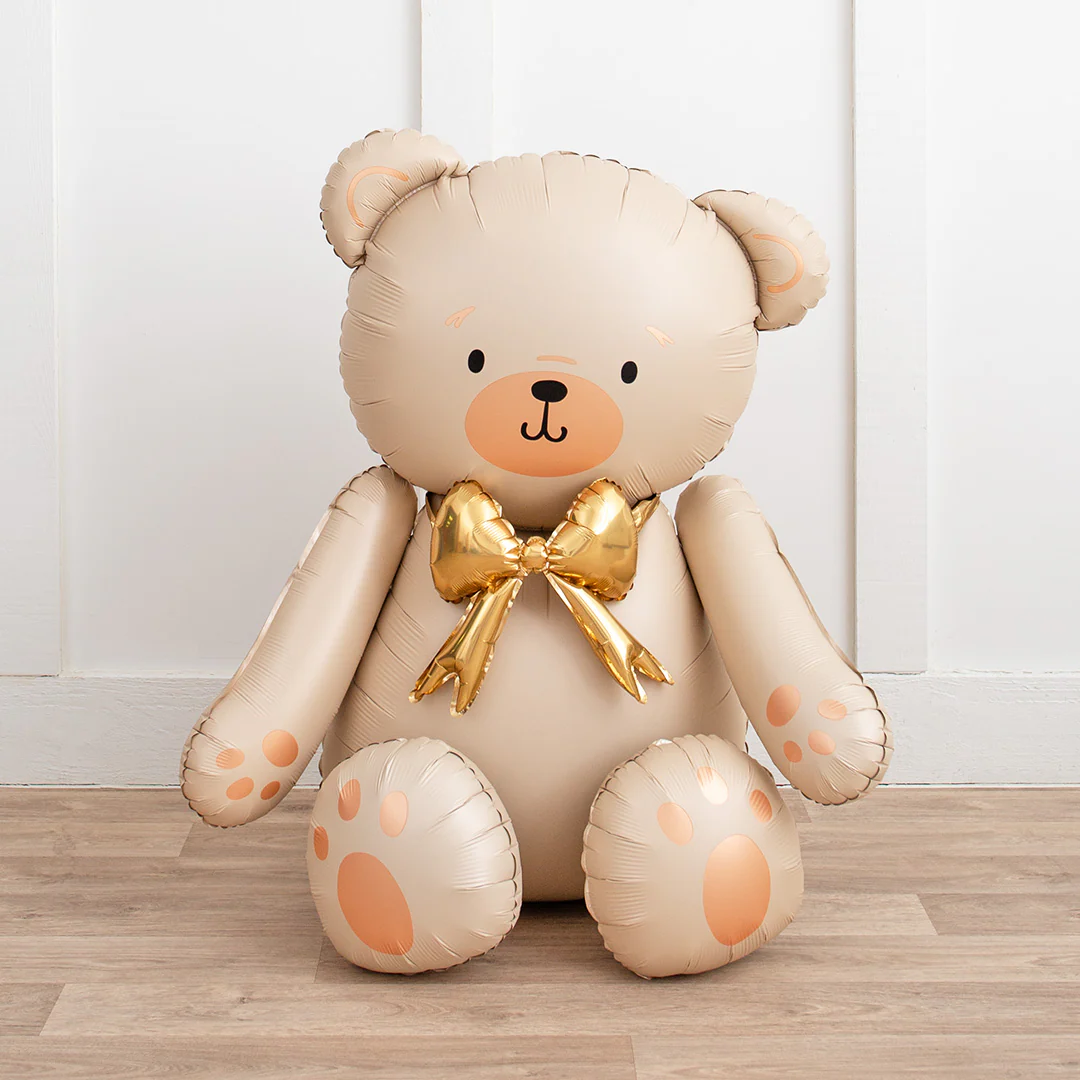 Party Deco Cream Teddy Bear 33" Supershape Air Fill Foil Balloon (1)