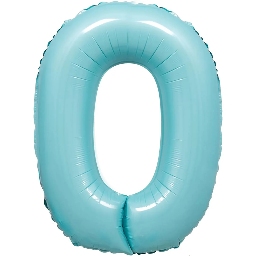 Pastel Blue 26" 0 Number Balloon