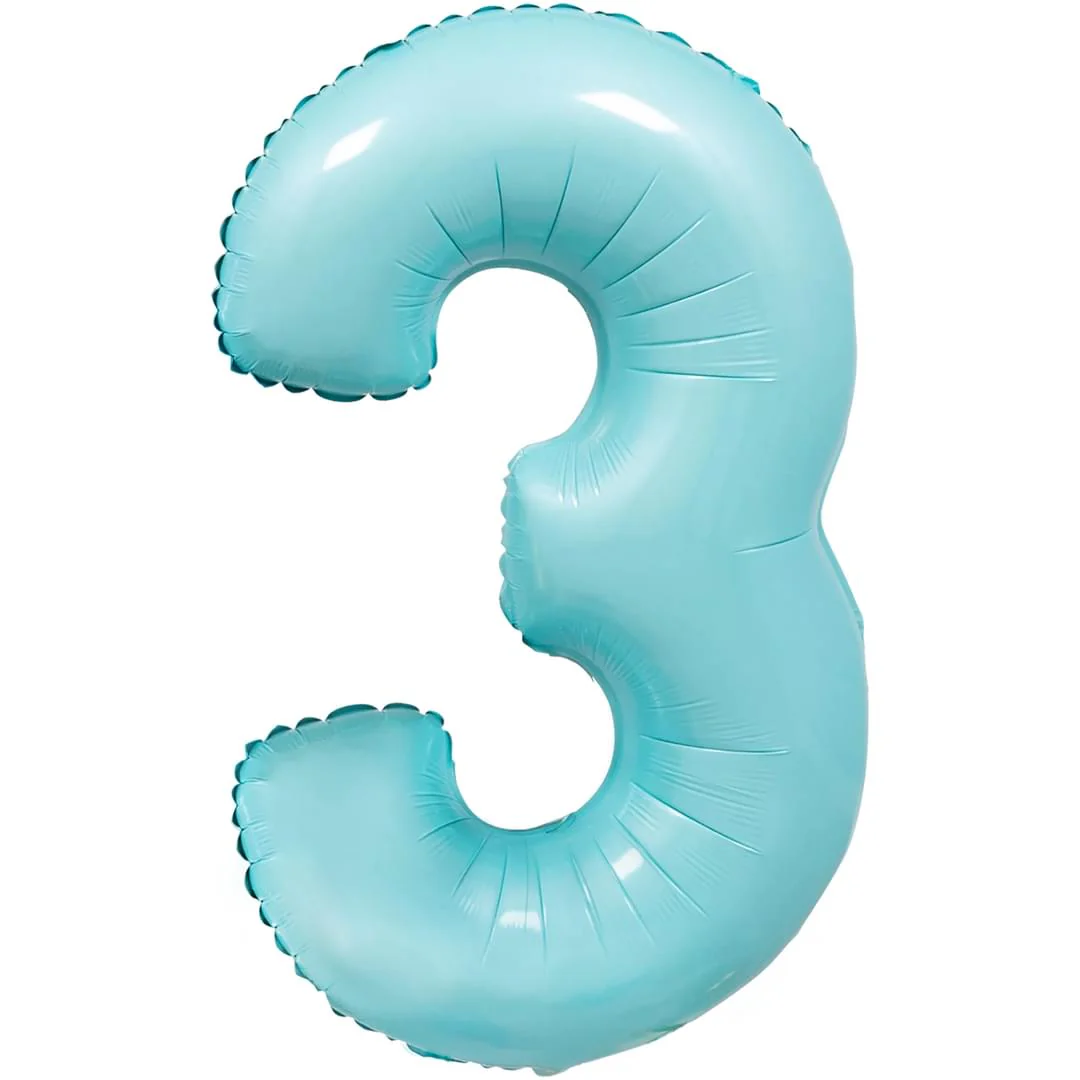 Pastel Blue 26" 3 Number Balloon