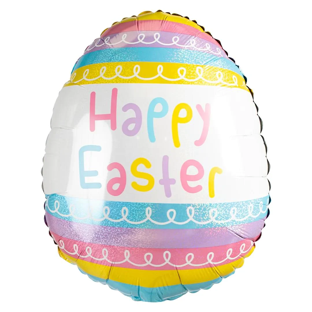 Betallic Pastel Stripes Easter 18" Egg Foil Balloon (1)