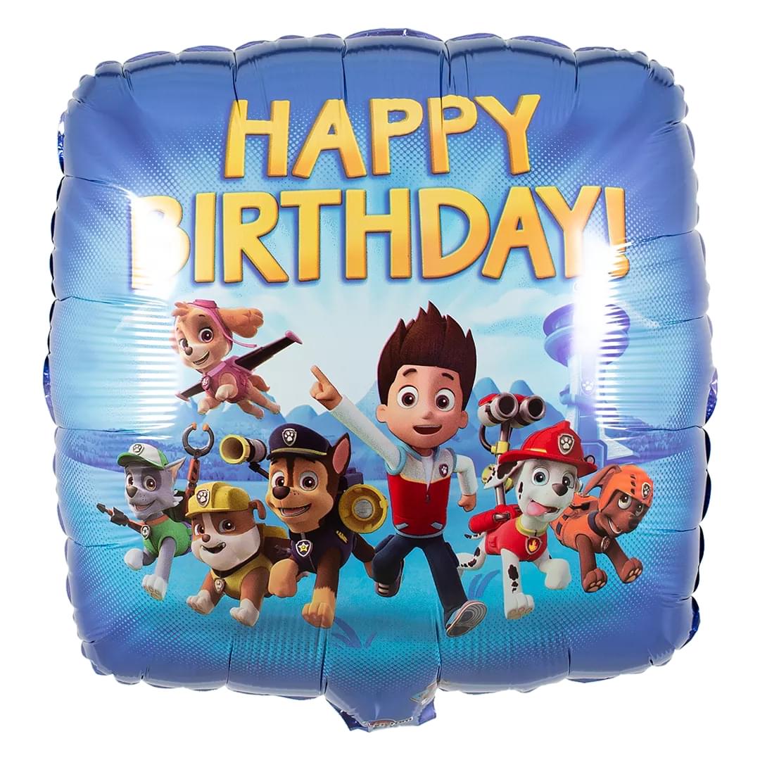 Anagram Paw Patrol Happy B-Day 18" Square Foil Balloon (1)