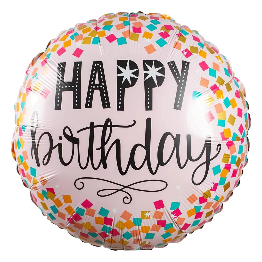 Pink Confetti Birthday 18" Circle