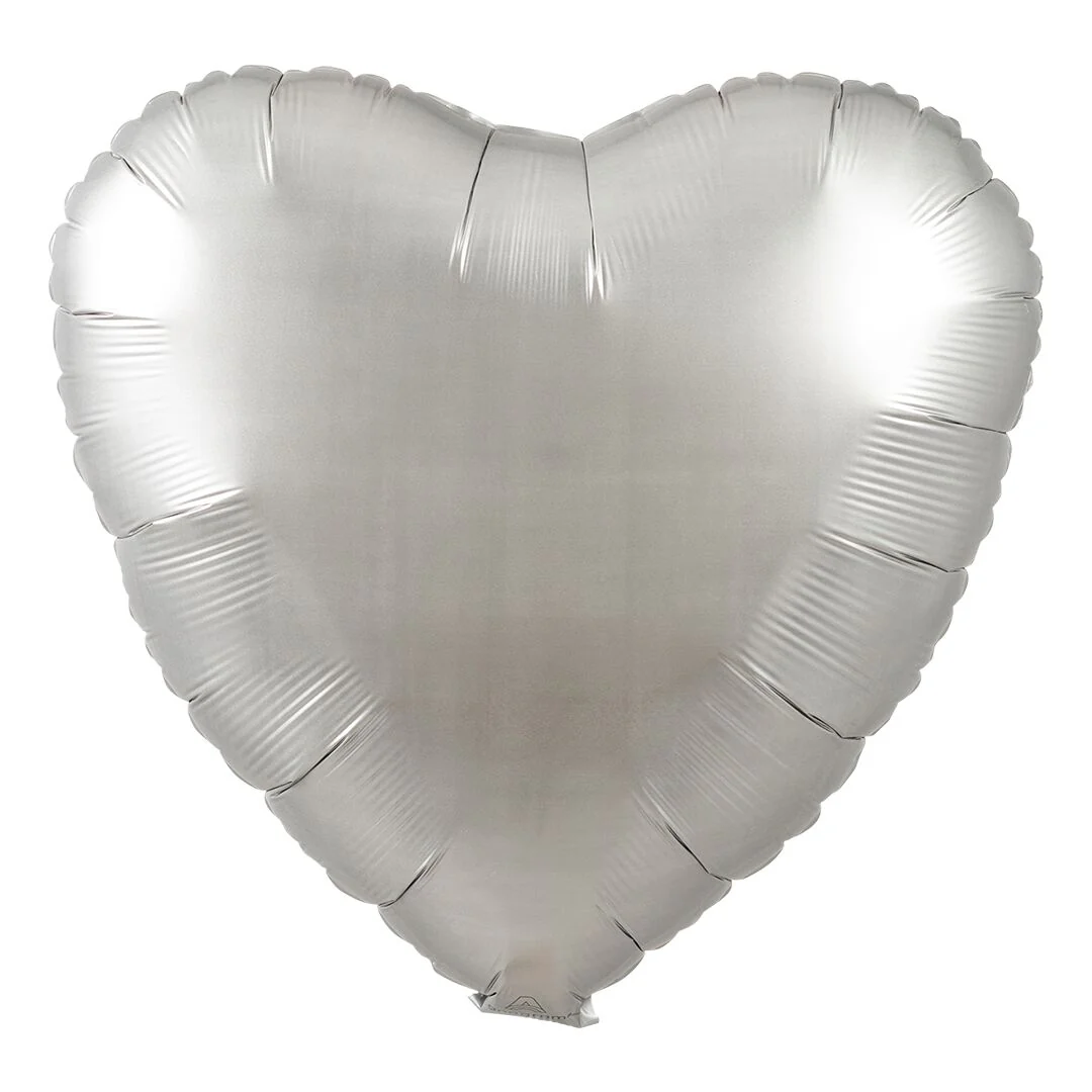 Amscan Platinum Satin 18" Heart Foil Balloon (1) Unpackaged